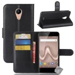 Housse etui coque pochette portefeuille pour wiko tommy 2 plus + film ecran - noir