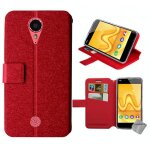 Housse etui coque pochette portefeuille pour wiko tommy + film ecran - rouge