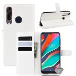 Housse etui coque pochette portefeuille pour wiko view 3 pro + film ecran - blanc