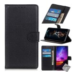 Housse etui coque pochette portefeuille pour wiko view 4 + verre trempe - noir