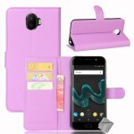Housse etui coque pochette portefeuille pour wiko wim + film ecran - mauve