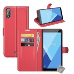 Housse etui coque pochette portefeuille pour wiko y51 + film ecran - rouge