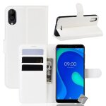 Housse etui coque pochette portefeuille pour wiko y80 + verre trempe - blanc