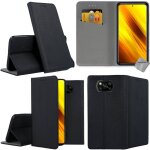 Housse etui coque pochette portefeuille pour xiaomi poco x3 nfc + verre trempe - noir magnet