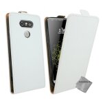 Housse etui coque pochette pu cuir fine pour lg g5 + verre trempe - blanc