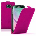 Housse etui coque pochette pu cuir fine pour samsung g920f galaxy s6 + film ecran - rose