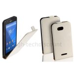 Housse etui coque pochette pu cuir fine pour sony xperia e4g + film ecran - blanc