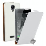Housse etui coque pochette pu cuir fine pour wiko freddy + film ecran - blanc