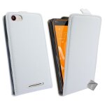 Housse etui coque pochette pu cuir fine pour wiko jerry + film ecran - blanc