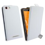 Housse etui coque pochette pu cuir fine pour wiko lenny 3 + film ecran - blanc