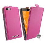 Housse etui coque pochette pu cuir fine pour wiko lenny 3 + verre trempe - rose