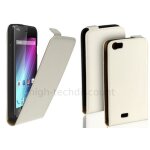 Housse etui coque pochette pu cuir fine pour wiko lenny + film ecran - blanc