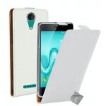 Housse etui coque pochette pu cuir fine pour wiko tommy 2 + verre trempe - blanc
