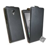 Housse etui coque pochette pu cuir fine pour wiko tommy + verre trempe - noir