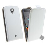 Housse etui coque pochette pu cuir fine pour wiko u feel + film ecran - blanc