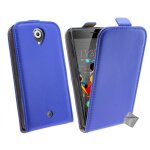 Housse etui coque pochette pu cuir fine pour wiko u feel + film ecran - bleu