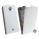 Housse etui coque pochette pu cuir fine pour wiko u feel lite + film ecran - blanc