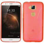 Housse etui coque pochette silicone gel fine pour huawei gx8 + film ecran - rouge