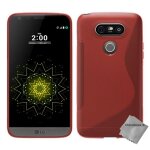 Housse etui coque pochette silicone gel fine pour lg g5 + film ecran - rouge