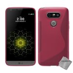Housse etui coque pochette silicone gel fine pour lg g5 + verre trempe - rose