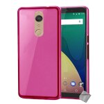 Housse etui coque pochette silicone gel fine pour wiko view xl + verre trempe - rose
