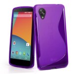 Housse etui coque pochette silicone gel pour google nexus 5 + film ecran - mauve