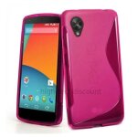 Housse etui coque pochette silicone gel pour google nexus 5 + film ecran - rose