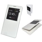 Housse etui coque etui � rabat view cache batterie blanc pour samsung galaxy j5