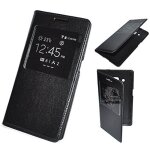 Housse etui coque etui � rabat view cache batterie noir pour samsung galaxy grand prime g530