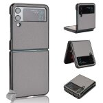 Housse etui coque rigide simili cuir avant et arrière pour samsung galaxy z flip 4 5g - gris Housse etui coque rigide simili cuir avant et arrière pour samsung galaxy z flip 4 5g - gris