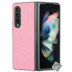 Housse etui coque rigide simili cuir crocodile pour samsung galaxy z fold 3 5g - rose