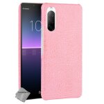 Housse etui coque rigide simili cuir crocodile pour sony xperia 10 ii + film ecran - rose