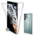 Housse etui coque gel 360 integrale samsung galaxy s22 ultra 5g + film ecran - transparent