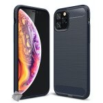 Housse etui coque silicone gel carbone pour apple iphone 11 pro max + verre trempe - bleu fonce