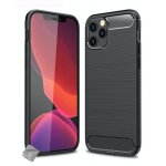 Housse etui coque silicone gel carbone pour apple iphone 12 pro max + film ecran - noir
