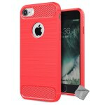 Housse etui coque silicone gel carbone pour apple iphone se (2022) + film ecran - rouge