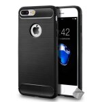 Housse etui coque silicone gel carbone pour apple iphone 7 plus + verre trempe - noir