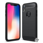 Housse etui coque silicone gel carbone pour apple iphone xr + verre trempe - noir