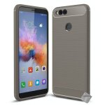 Housse etui coque silicone gel carbone pour huawei honor 7x + verre trempe - gris