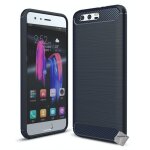 Housse etui coque silicone gel carbone pour huawei honor 9 + film ecran - bleu fonce