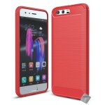 Housse etui coque silicone gel carbone pour huawei honor 9 + verre trempe - rouge