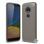 Housse etui coque silicone gel carbone pour motorola moto e5 + verre trempe - gris