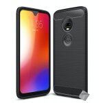 Housse etui coque silicone gel carbone pour motorola moto g7 plus + film ecran - noir