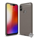 Housse etui coque silicone gel carbone pour motorola one + verre trempe - gris