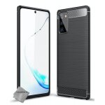 Housse etui coque silicone gel carbone pour samsung galaxy note 20 + verre trempe - noir