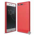 Housse etui coque silicone gel carbone pour sony xperia xz premium + film ecran - rouge Housse etui coque silicone gel carbone pour sony xperia xz premium + film ecran - rouge