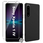 Housse etui coque silicone gel fine pour sony xperia 1 iv + verre trempe - noir