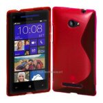 Housse etui coque silicone gel rouge pour windows phone 8s by htc + film ecran