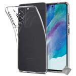 Housse etui coque silicone samsung galaxy s21 fe 5g + verre trempe - transparent tpu