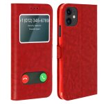 Housse iphone 11 protection double fen�tre fonction support - rouge